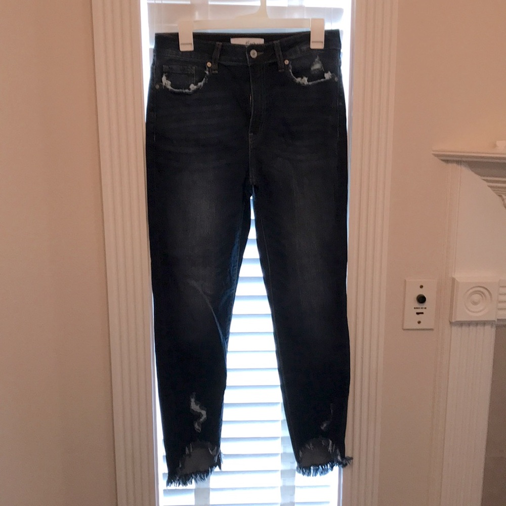 Kancan dark distressed denim high rise skinny